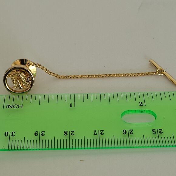 Christian Dior Tie Necktie Pin Clasp Gold Tone Logo Round Vintage Small Logo - Picture 6 of 6